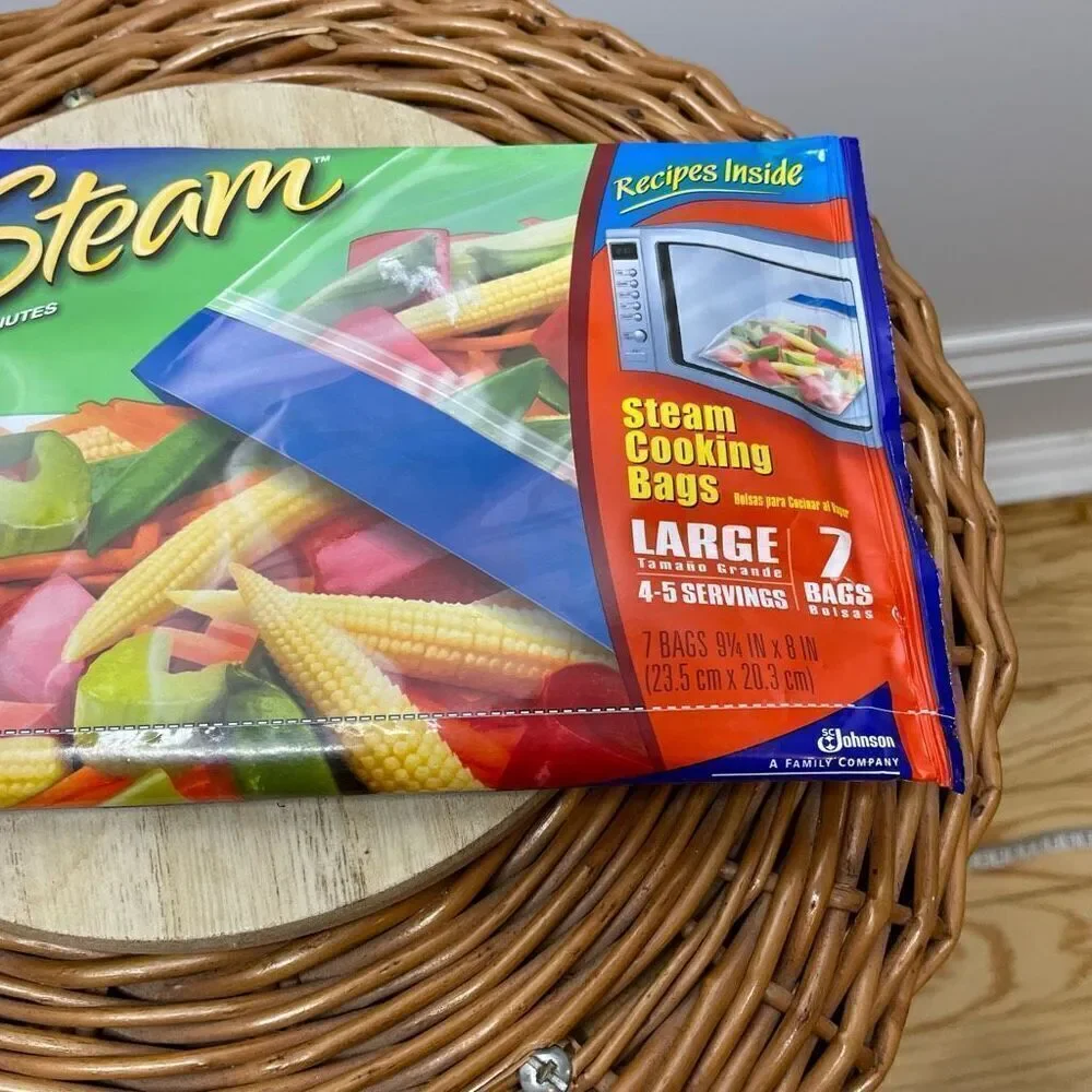 New Ziploc Zip'N Steam 7‎ Large Steam Cooking Bags Microwave Discontinued Rare